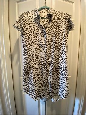 Standard Grace Leopard Print Button-Down Tunic Dress - Brown & White